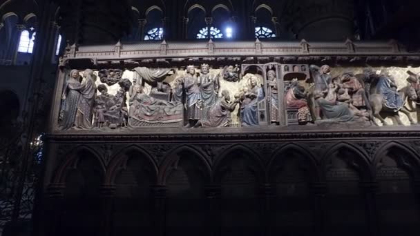 Paryż Płaskorzeźby Życia Jezusa Katedra Notre Dame Chrystusa Ogrodzie Gestemany — Wideo stockowe