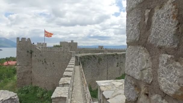 Macedonia Ohrid Circa Jun 2017 Antiguas Ruinas Fortaleza Del Rey — Vídeo de stock