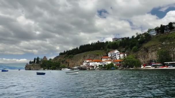 Uitzicht Historische Deel Van Stad Ohrid Macedonië Unesco Werelderfgoed — Stockvideo