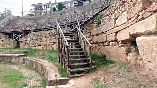 Starý Amfiteátr Ohrid Makedonie Ochrid Letní Festival Zde Koná Mnoho — Stock video