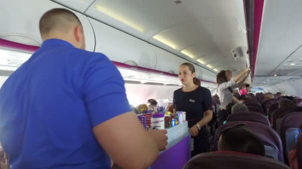 París Francia Circa Mayo 2017 Vista Cabina Pasajeros Del Avión — Vídeo de stock