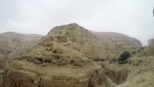Panorama Des Orthodoxen Klosters Von George Von Choziba Wadi Qelt — Stockvideo