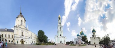 Moscow, Rusya Federasyonu - yaklaşık Ağustos, 2016: Trinity Sergius Lavra Sergiev Posad içinde mimari topluluğu Panoraması. Rusya Federasyonu