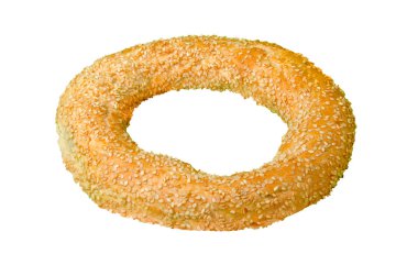 Beyaz arka plan üzerinde izole Susamlı simit