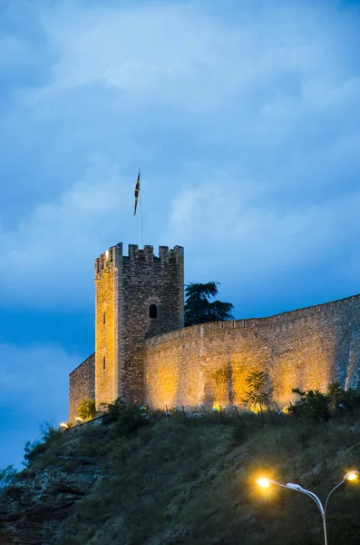 Walls Skopje Fortress Macedonia Twilight Vertical — Stock Photo, Image