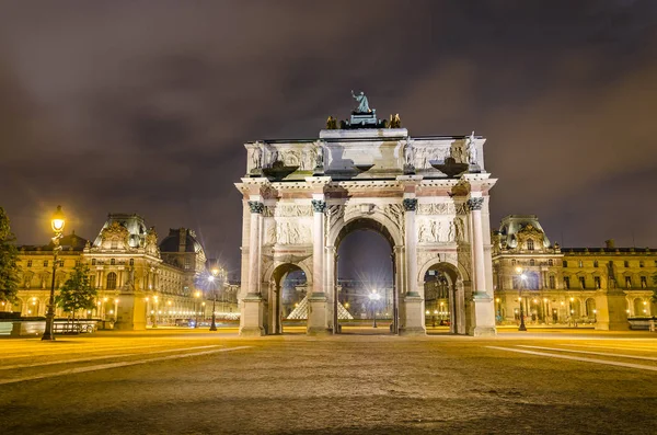 Arco Del Triunfo Iluminado París Por Noche — Foto de Stock