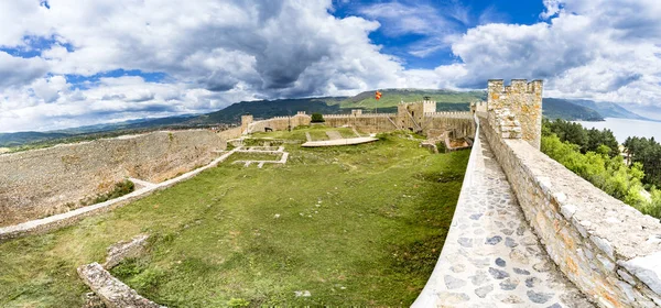 Panorama Antiga Fortaleza Ruínas Czar Samuel Ohrid Belo Dia Verão — Fotografia de Stock