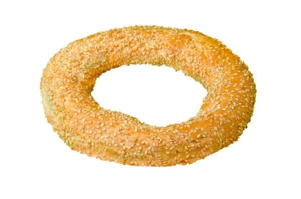 Sesambagel Isoliert Auf Weißem Hintergrund — Stockfoto