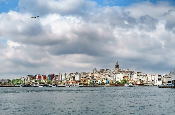 Panorámát Galata Torony Karakoy Kerületben Golden Horn Reggel Isztambul Törökország — Stock Fotó