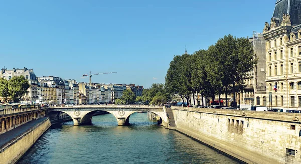 Szajna Folyó Szent Mihály Hídja Párizs Franciaország — Stock Fotó