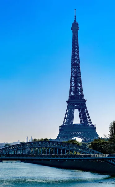 Panoramisch Uitzicht Van Parijs Met Eiffeltoren Brug Rivier Seine — Stockfoto