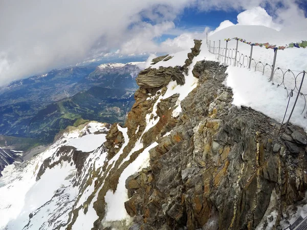 Panoráma Menedéket Gouter Népszerű Kiindulópontja Próbálja Megmászni Mont Blanc Franciaország — Stock Fotó