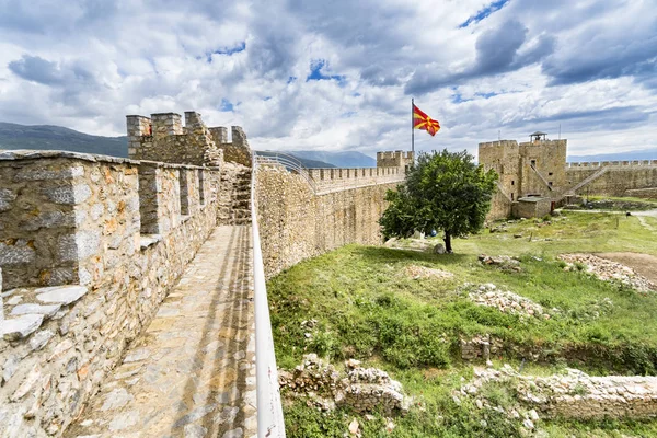 Panorama Antigas Ruínas Castelo Ohrid Macedônia — Fotografia de Stock