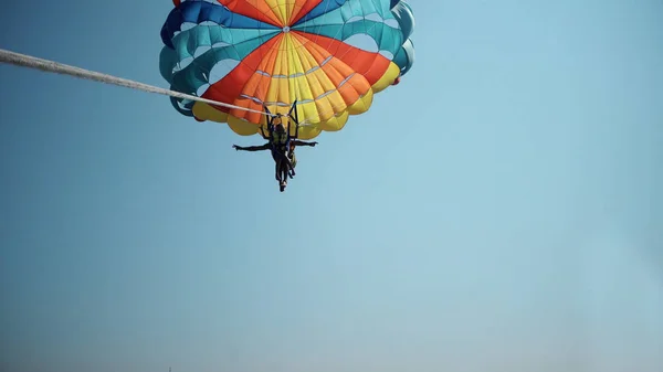Durres Albanië Circa Aug 2017 Familie Paragliding Touw Getrokken Door — Stockfoto