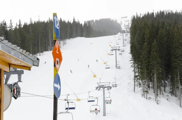 Dirección Del Esquí Avisos Pista — Foto de Stock
