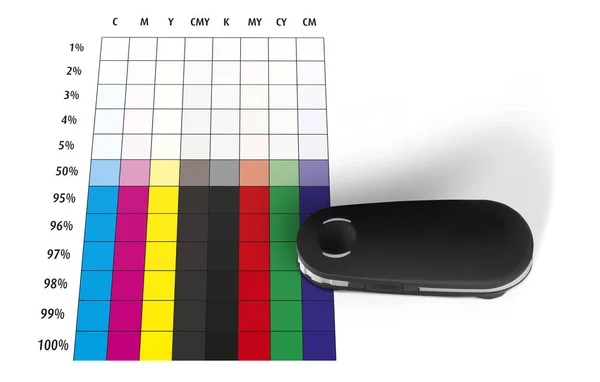 Mediciones Espectrómetros Parches Color Offset Print Plant Controle Los Valores —  Fotos de Stock