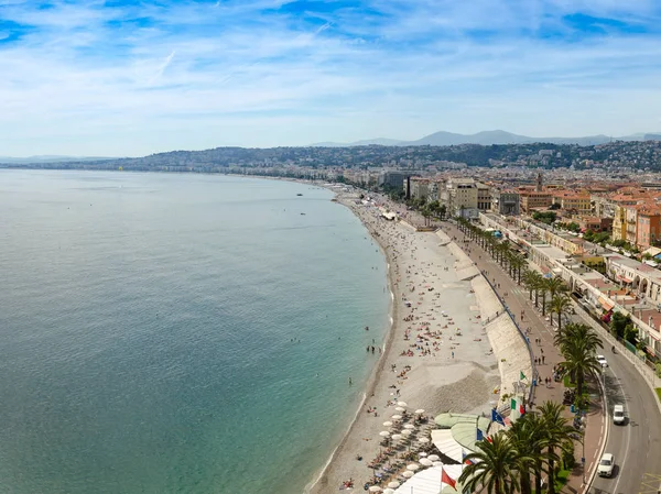 Hava Panoramik Nice Halk Plajı Yaz Gün Fransa — Stok fotoğraf