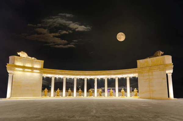 Panoramic View Square Mother Theresa Skopje Macedonia Nighttime — Stock Photo, Image