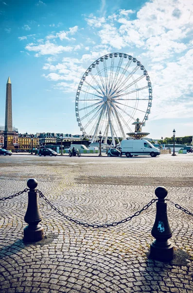 Frankrijk Ile France Parijs Concorde Stad Vierkante Verkeer Met Centrale — Stockfoto