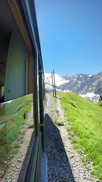 Mont Blanc France Juli 2016 Mont Blanc Strassenbahn Bergbahnlinie Haute — Stockfoto