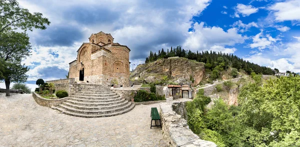 Ohrid Macedonia Panorama Igreja São João Kaneo Panorama — Fotografia de Stock