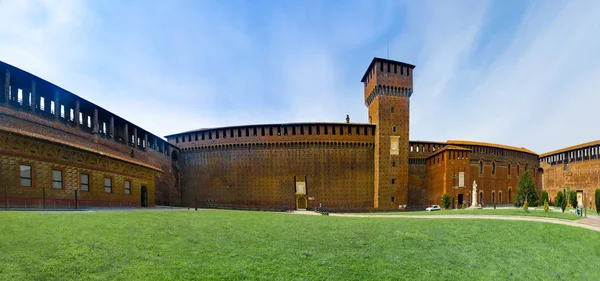 Панорамний Вид Замку Сфорца Італійська Castello Виставковий Центр Мілана Одним — стокове фото