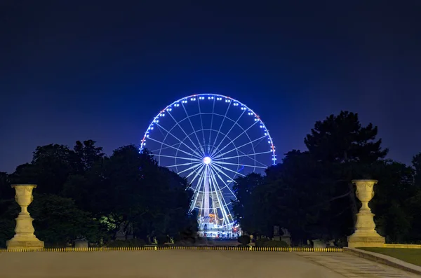 Вид Ночные Огни Колеса Обозрения Конкорд Отеля Тюильри Гарденс Париже — стоковое фото