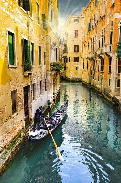 Kanal Mit Gondeln Venedig Italien — Stockfoto