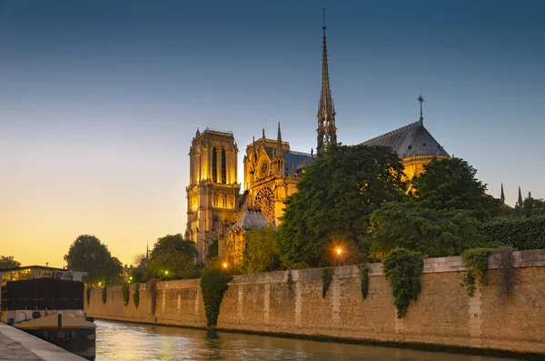 Catedral Notre Dame Paris Atardecer Francia Imagen De Stock