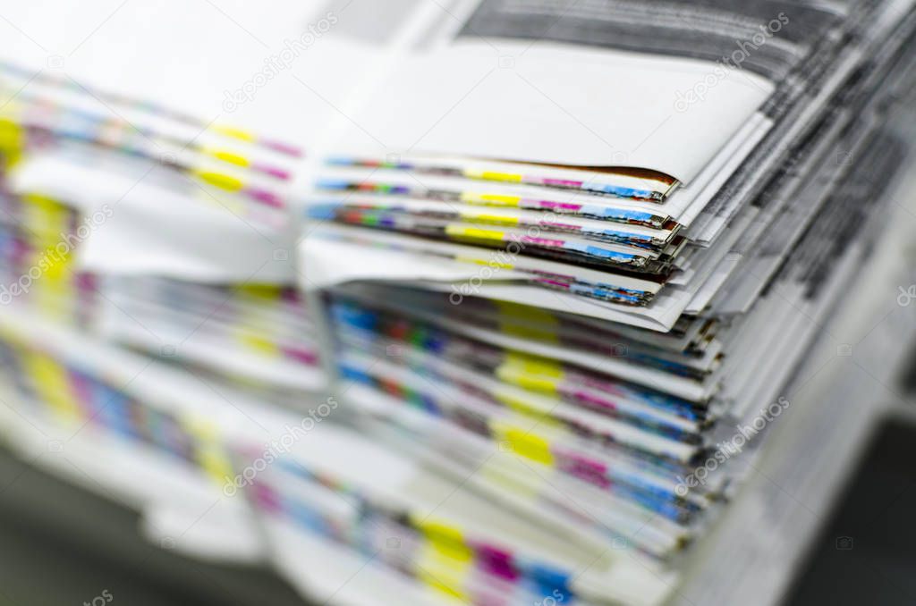 Color reference bars of printing paper in printshop