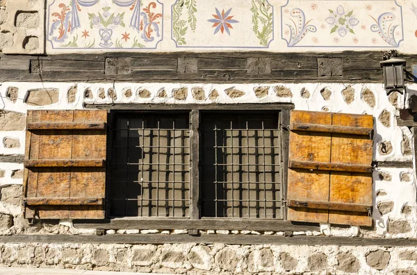 Open Old Window On Stone Wall with Ornaments