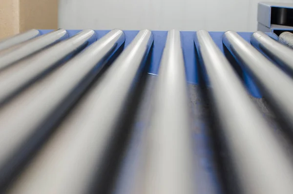 Print Plant Roller Conveyor Selective Focus — Stock Photo, Image