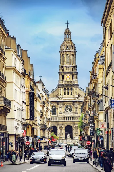 Paris Frankrike Maj 2017 Stadslivet Vid Eglise Sainte Trinite Romersk — Stockfoto