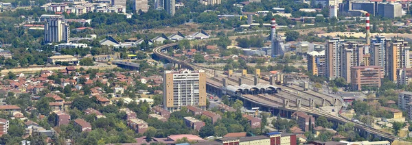 Aerial view of train station in Skopje, Macedonia