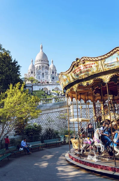Париж Франция Около Мая 2017 Года Базилика Сакре Кер Неизвестными — стоковое фото