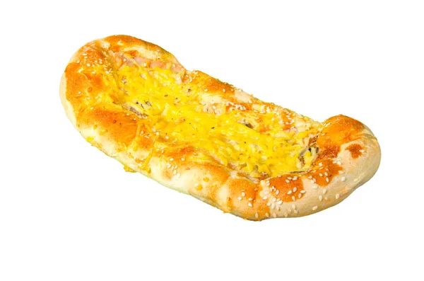 Beyaz Arka Plan Üzerinde Izole Pizza Puf Böreği Dolu — Stok fotoğraf