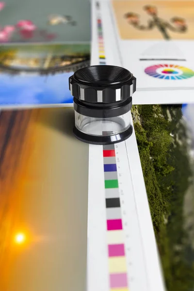 Offset Press Color Management Printing Magnification Loop Offset Printing Sheet — Stock Photo, Image