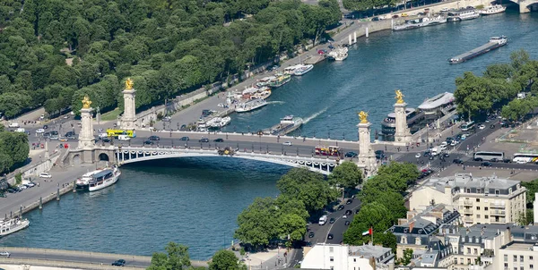 Panoramiczny Widok Lotu Ptaka Paryż Ciągu Dnia — Zdjęcie stockowe