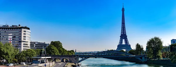 Blick Auf Paris Mit Eiffelturm Und Brücke Über Die Seine — Stockfoto