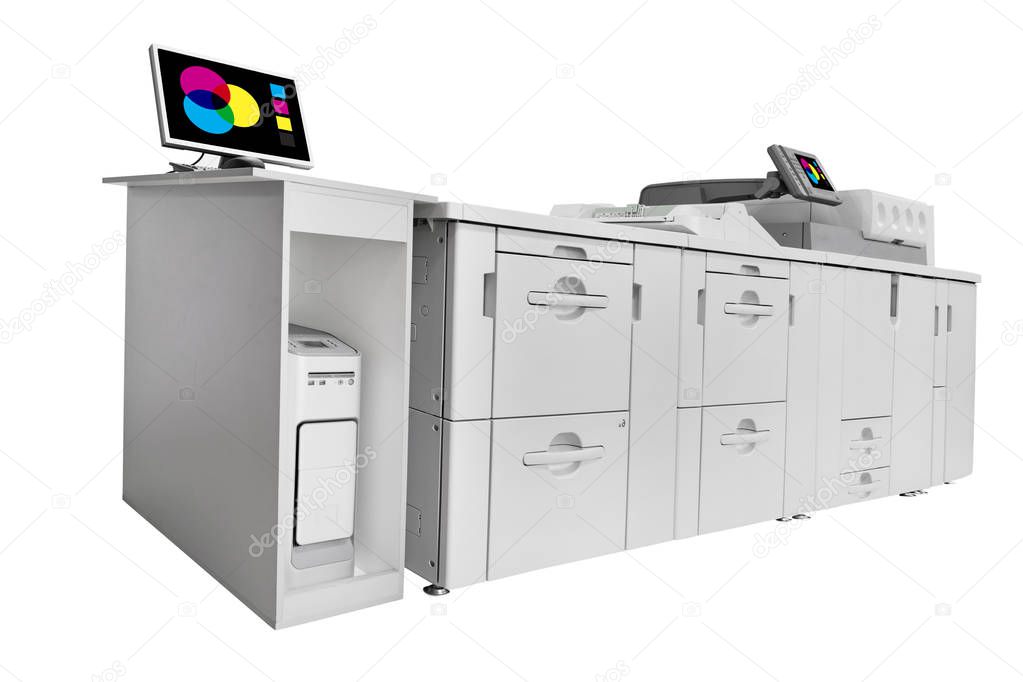 Modern Digital printing machine isolated on white background