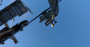 Bir teleferik teleferik mekanizması detay yakın çekim