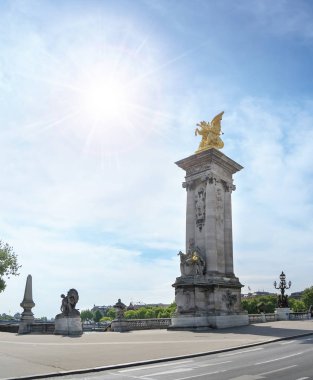 Paris'te Alexander III köprüsünde altın heykelini