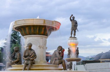 Skopje, Makedonya - Mayıs, 2016 yaklaşık: heykel Filip II, Alexander Great anıt babası