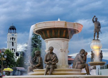 Skopje, Makedonya - Mayıs, 2016 yaklaşık: heykel Filip II, Alexander Great anıt babası