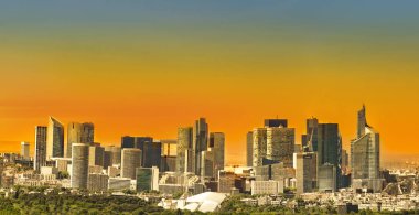 Paris ve modern gökdelenler kuleleri hava görünümünü, bir iş İlçe La Defense