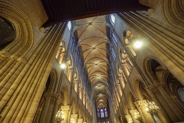Vista Panorámica Del Interior Catedral Notre Dame París Francia — Foto de Stock