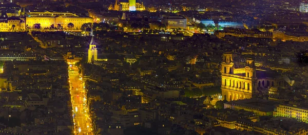 Aerial Panoramic View Paris City Light Veiw Eglise Saint Sulpice — Stock Photo, Image