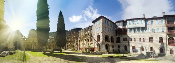 Vista Interna Del Monastery Supporto Santo Athos Calcidica Grecia — Foto Stock