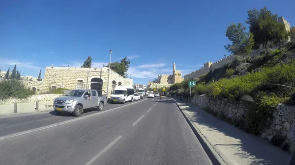 Drive Pov City Streets Jerusalem — Stock Photo, Image