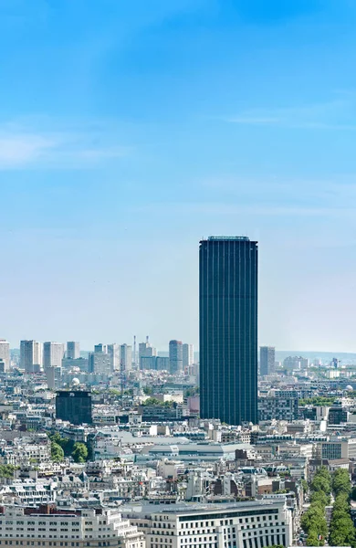 Flygfoto Över Montpernasse Skyskrapa Och Paris Skyline Solig Dag Vertikal — Stockfoto